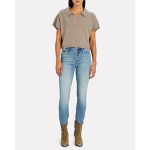 mother jeans nwot the pixie dazzler ankle fray in au revoir wash (light blue)